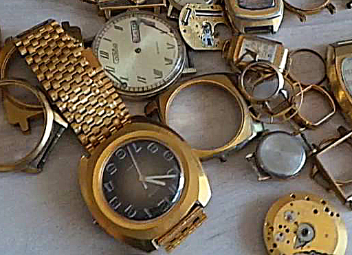 Позолоченные часы, браслеты, механизмы
